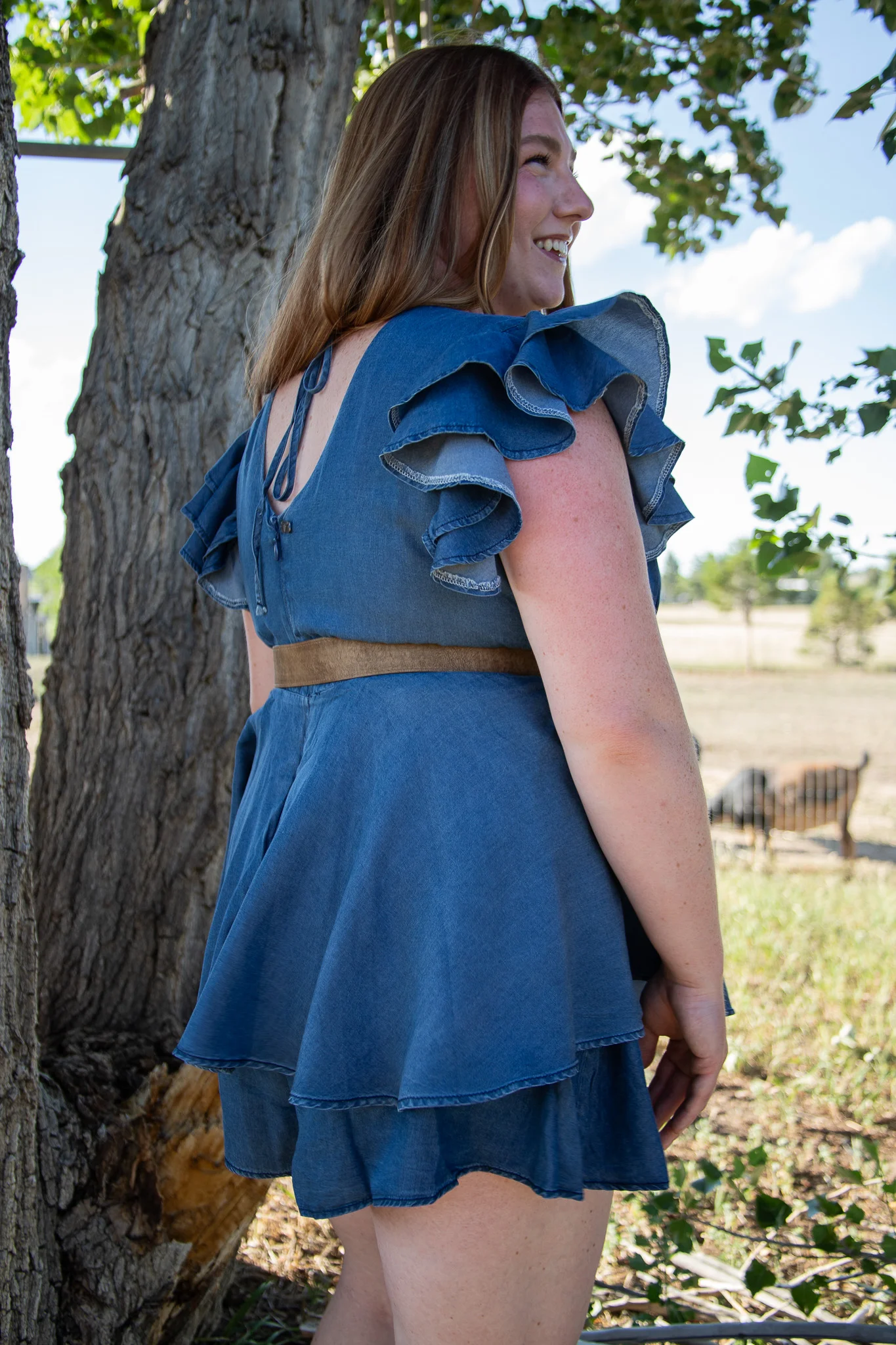 Denim Darlin' Ruffle Romper - Image 4